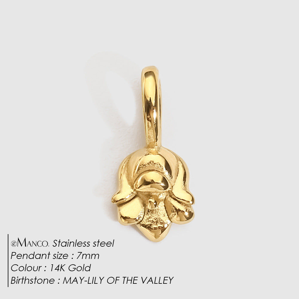 DIY 3D Stainless Steel Vacuum-Plated Flower Pendant For December Birthdays