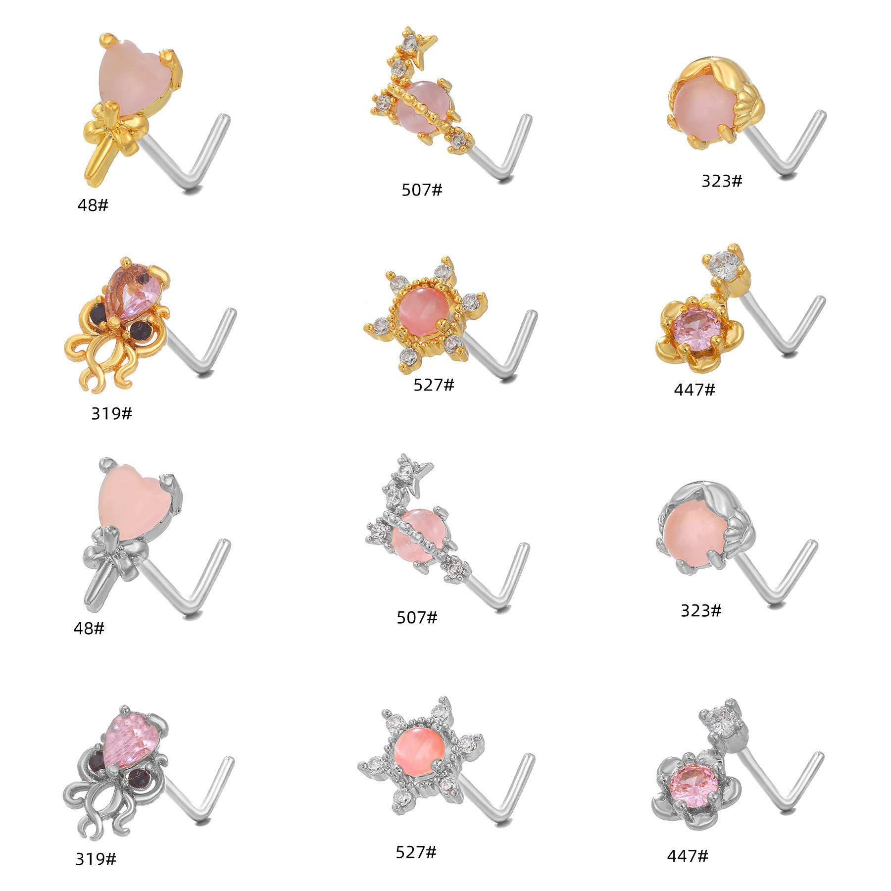 European And American Fashion Minimalist Animal L-bar Stainless Steel Nose Stud