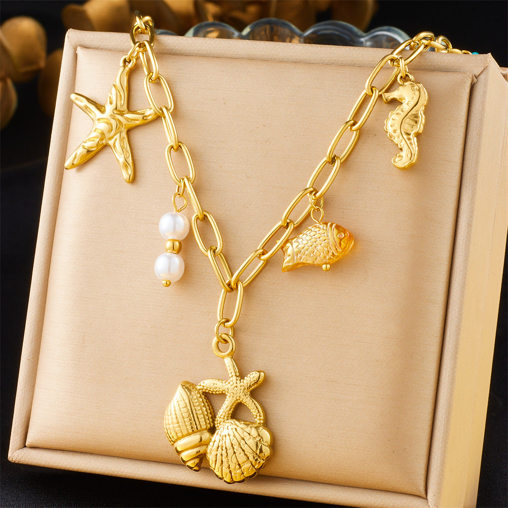 European And American-style Vintage Stainless Steel Multi-element Necklace