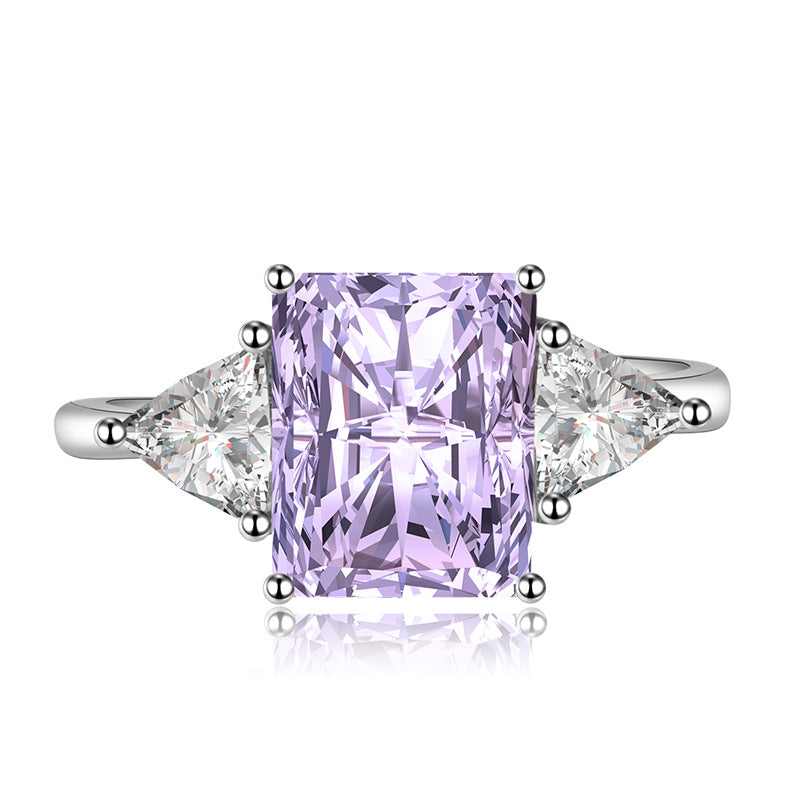 New Geometric Triangle Open-End Jewelry Square Diamond Ring For Women