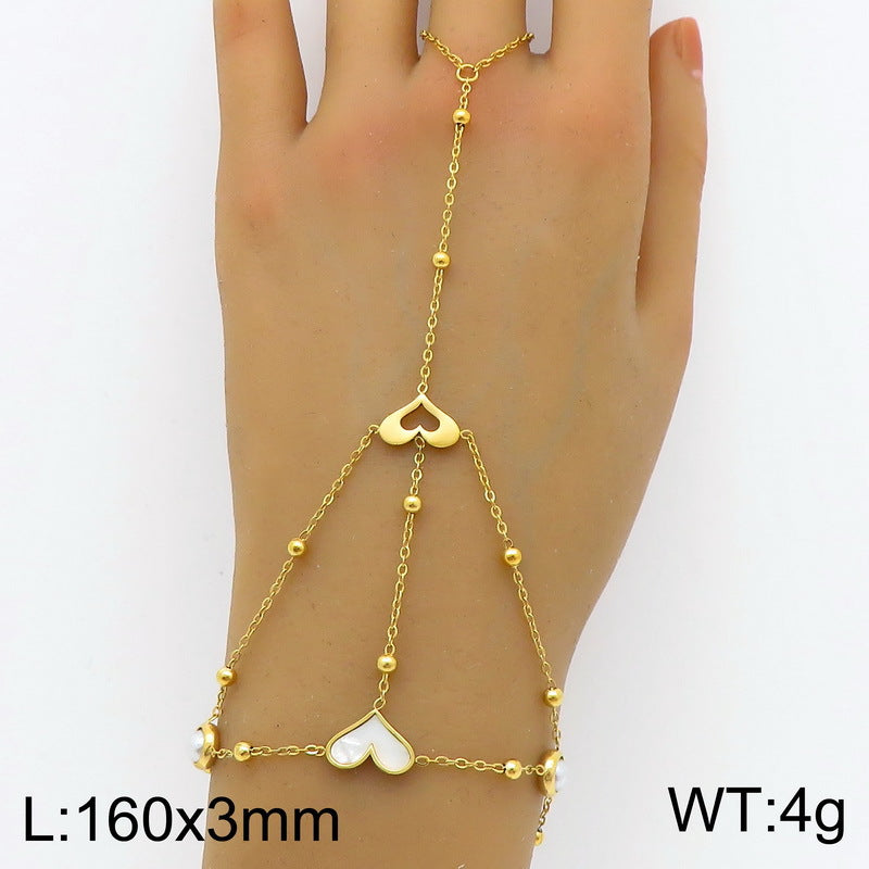 Stainless Steel Connecting Finger Love One-piece Open Ring Bracelet Summer