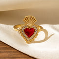 Red Heart-Shaped Oil-Drip Wing Ring