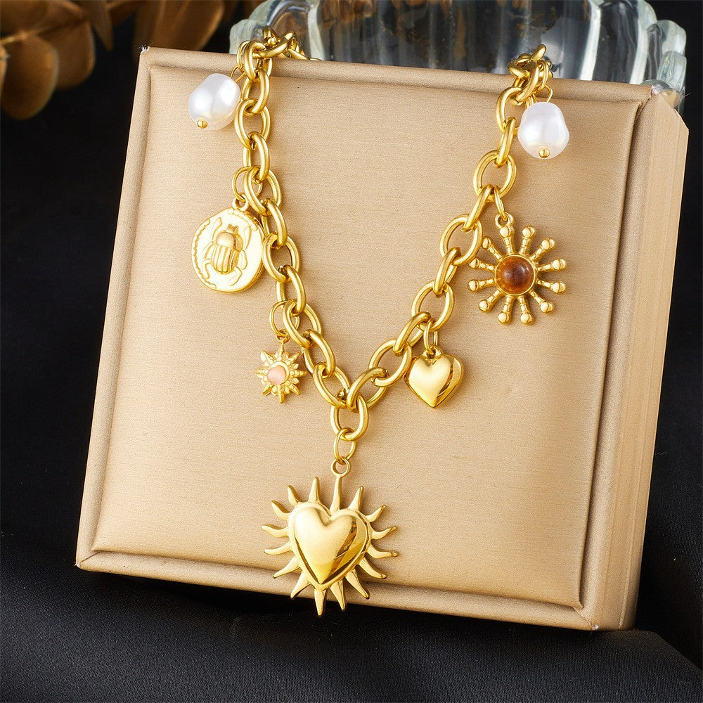 European And American-style Vintage Stainless Steel Multi-element Necklace