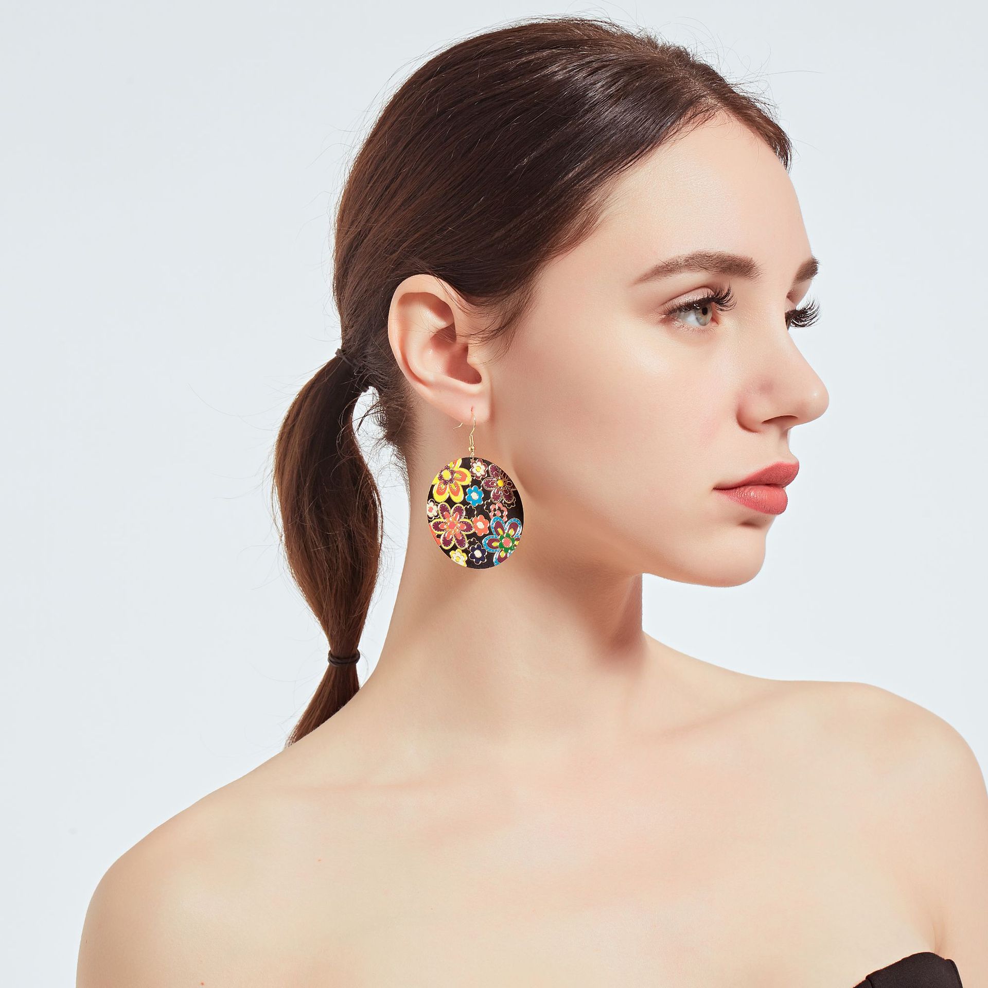 1 Pair Of European And American Style Drop Earrings, New Fashion Exaggerated Floral Design, Trendy Oversized Computer Chip Enamel Flower Earrings