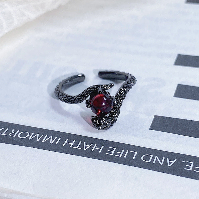 Dark-themed Heart-shaped Adjustable Ring