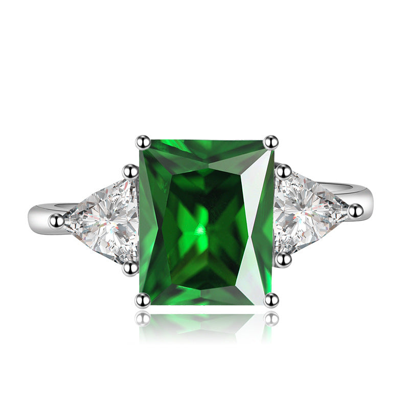 New Geometric Triangle Open-End Jewelry Square Diamond Ring For Women