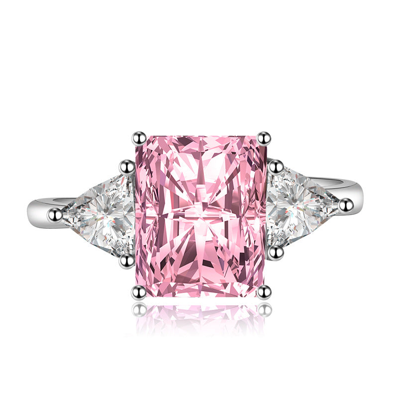 New Geometric Triangle Open-End Jewelry Square Diamond Ring For Women
