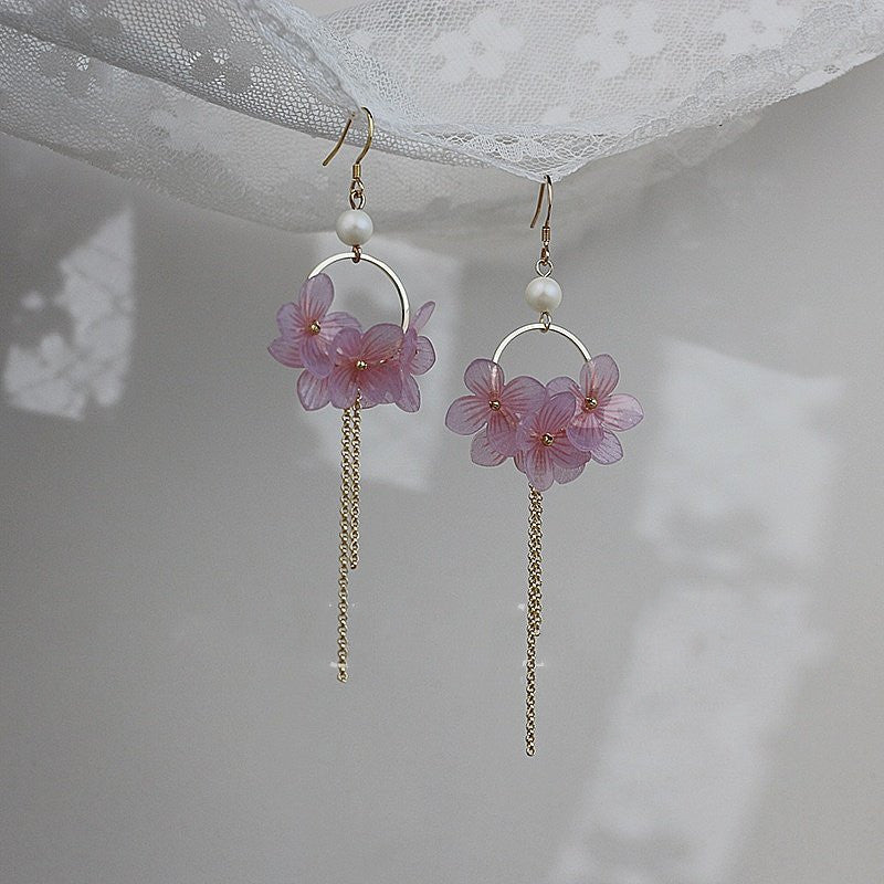 Heat-Shrinkable Sheet Lavender Hydrangea Petal Fairy Earrings
