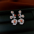 Retro-style Zircon Rose Flower Earrings And Necklace