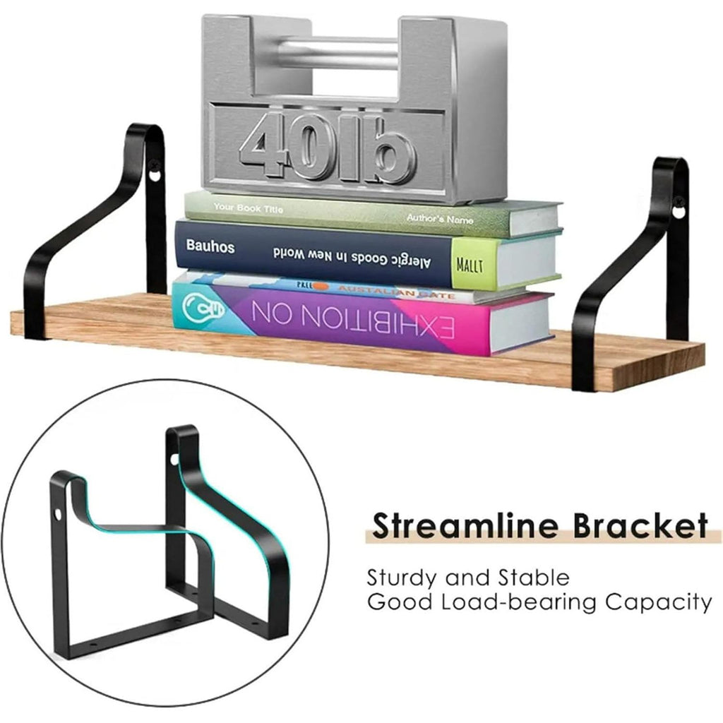 3 Pcs Wood Floating Shelves 3 Size Rustic Brown Wall Shelves Room Hanging Book Shelves Small Farmhouse Decor Wall Mounted Display For Living Room Bedroom Kitchen Bathroom Office