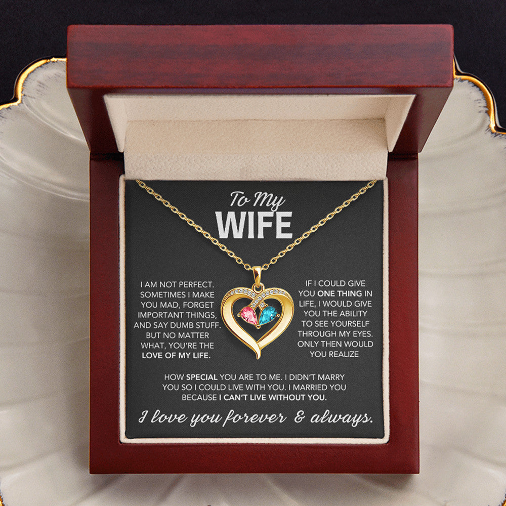Two-tone Waterdrop And Heart Pendant Necklace
