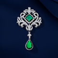 New Emerald Crystal Hollow-out Retro Court-style Brooch For Women