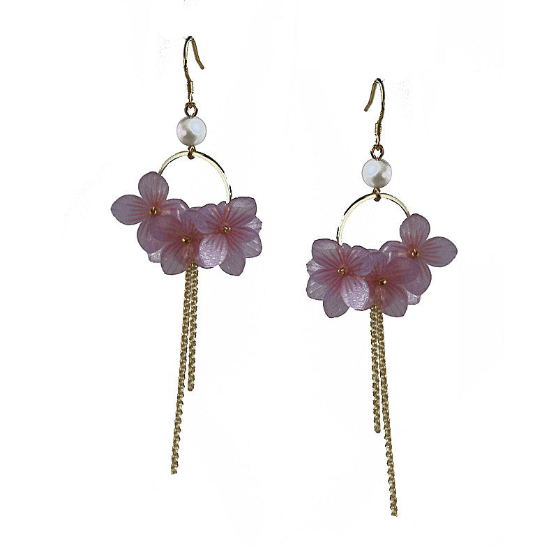 Heat-Shrinkable Sheet Lavender Hydrangea Petal Fairy Earrings
