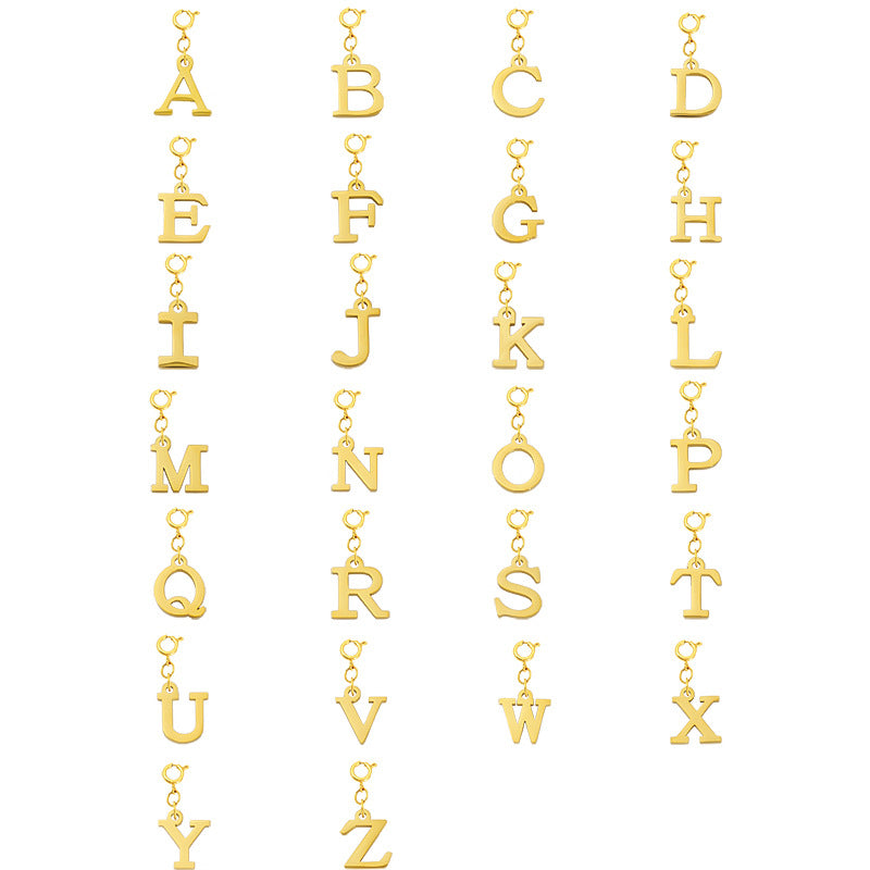 European And American Titanium Steel Bracelet And Necklace Accessories 26-letter Charm Pendants