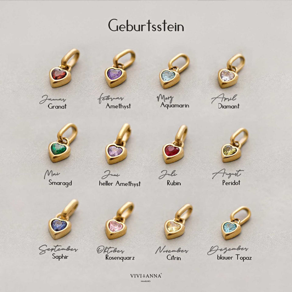 Titanium Steel Heart-shaped DIY Pendant With 12 Zodiac Birthstones