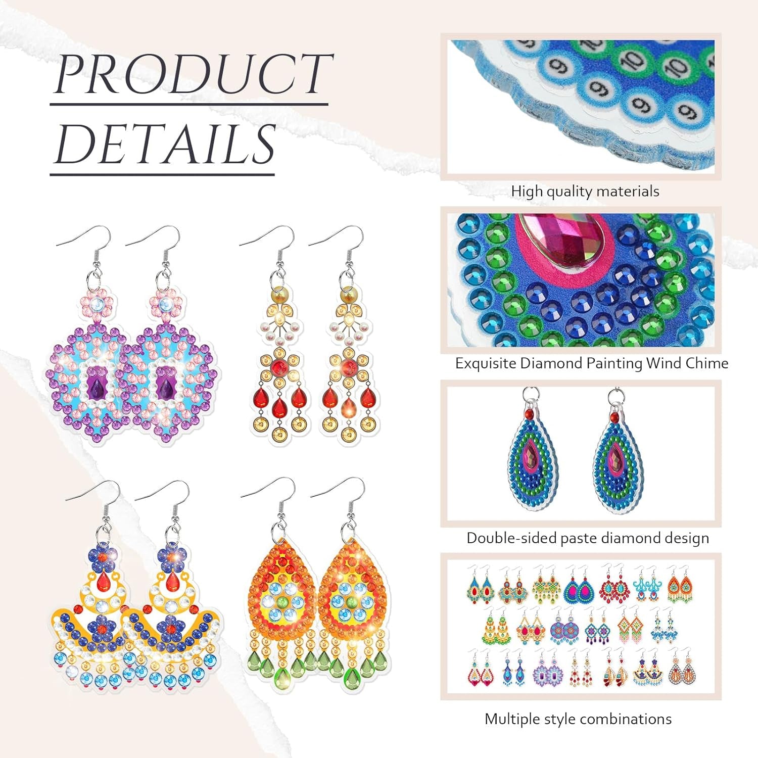 20 Pairs Rhinestones Painting Earrings Making Kit