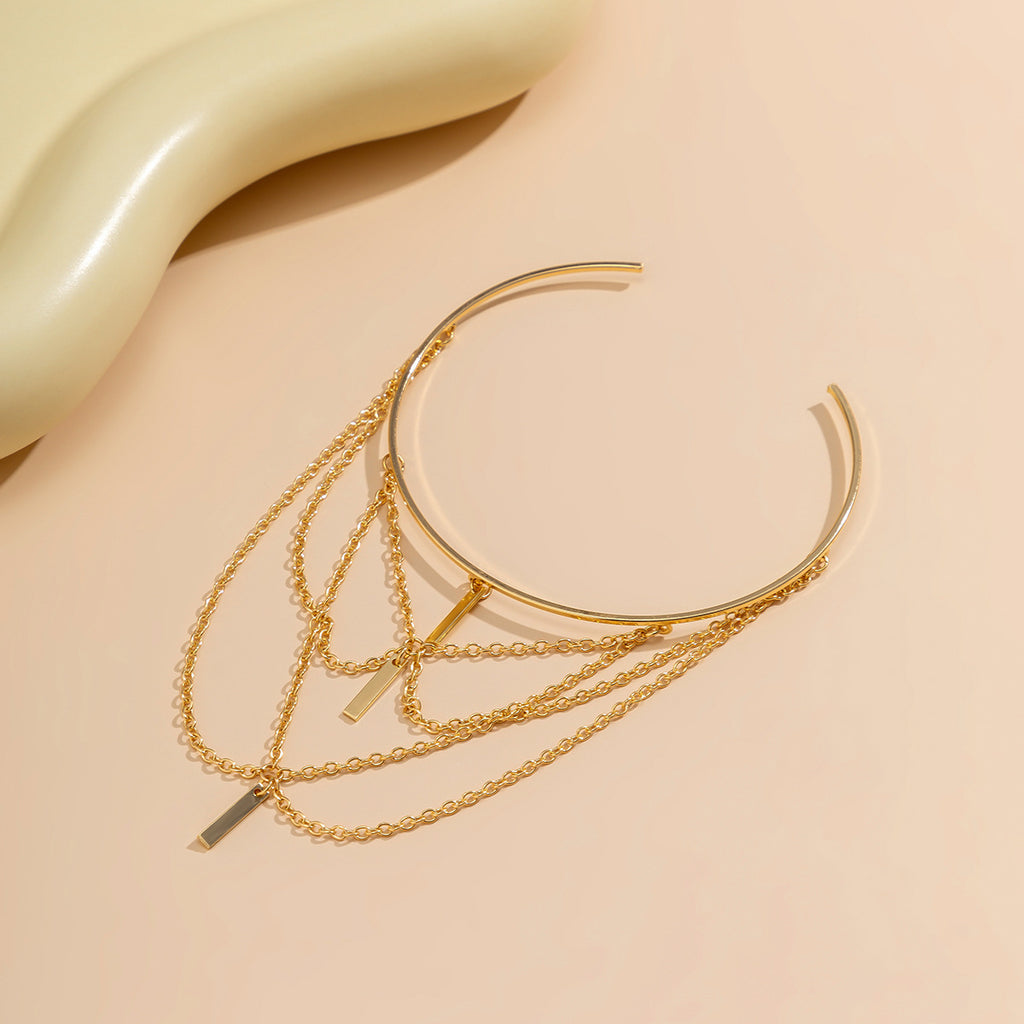 Ornament Punk Adjustable Arm Chain Metal Lanyard Tassel Armband Vacation Style Beach Opening Bracelet