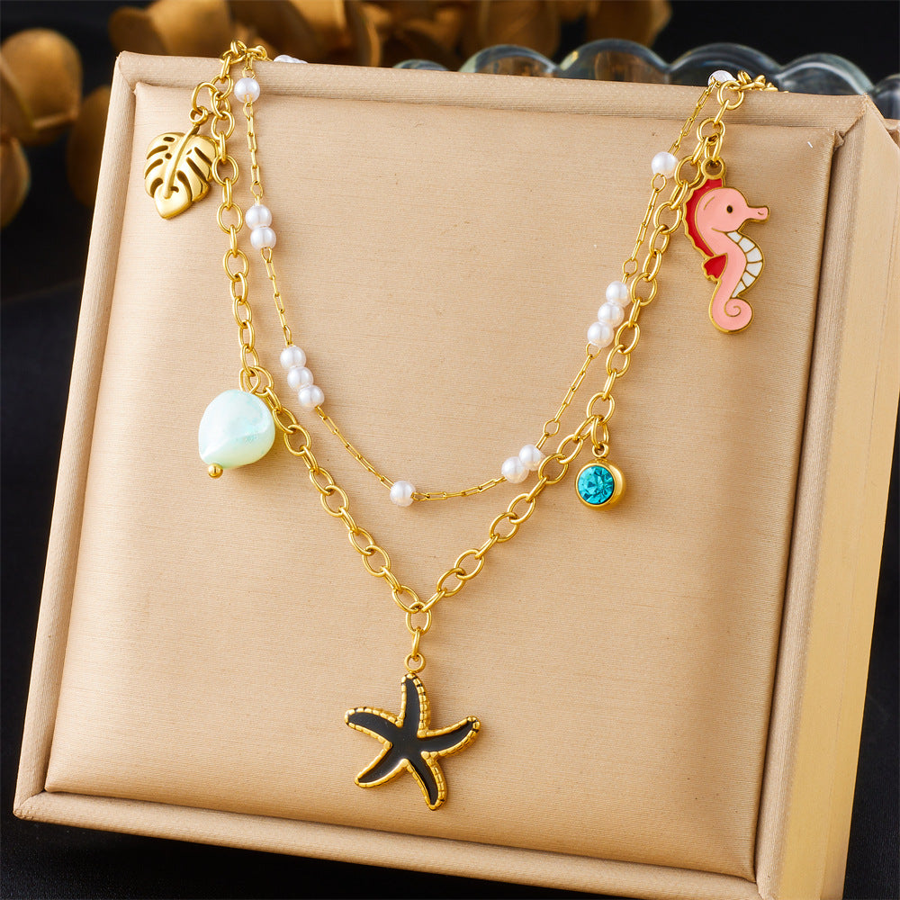 European And American-style Vintage Stainless Steel Multi-element Necklace