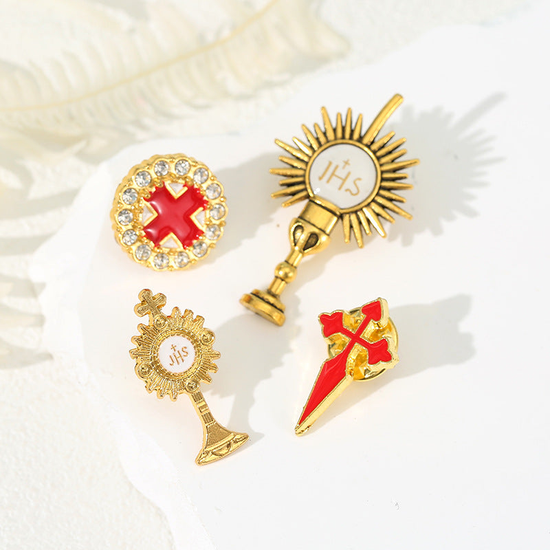 Alloy Cross Brooch, Retro And Personalized Anti Glare Pin