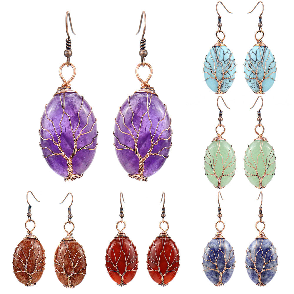 Retro Hand-Wound Tree Of Life Earrings For Women