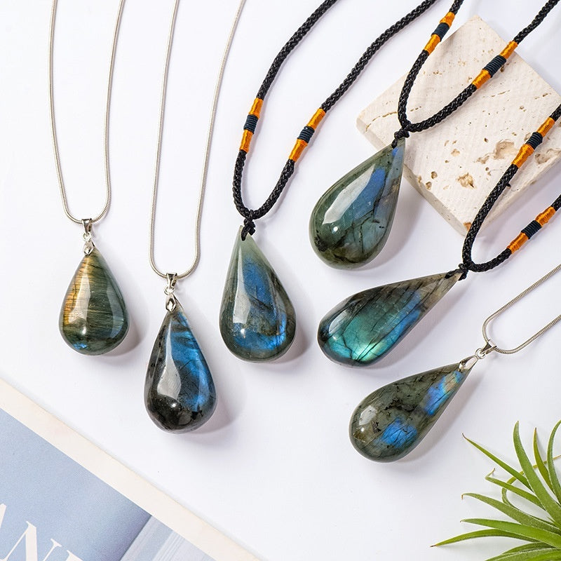 Natural Labradorite Crystal Pendant Jewelry Charm