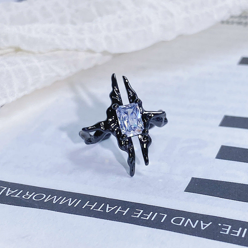 Dark-themed Heart-shaped Adjustable Ring