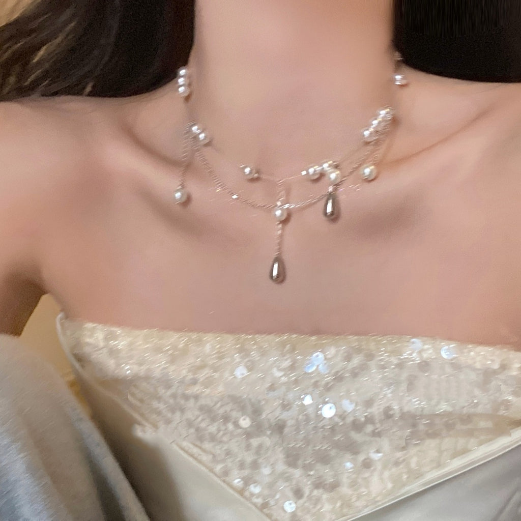 Waterdrop Pearl Tassel Necklace With A Niche Designer-Look