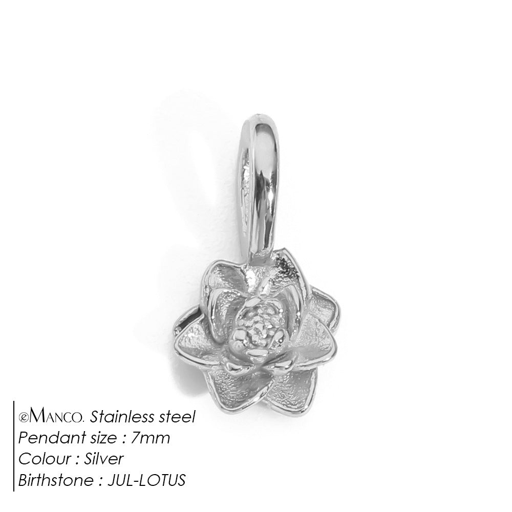 DIY 3D Stainless Steel Vacuum-Plated Flower Pendant For December Birthdays