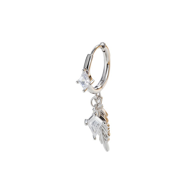 Retro Dark-Style Diamond-Shaped Feather Pendant Earrings