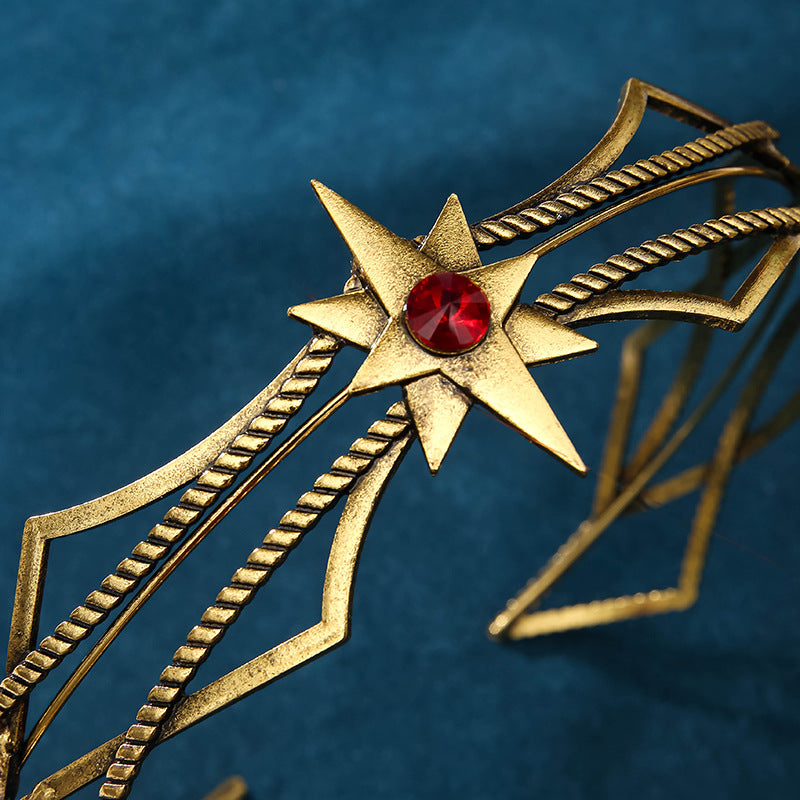 Gold Shape Large Round Crown Hair Clasp Diamond