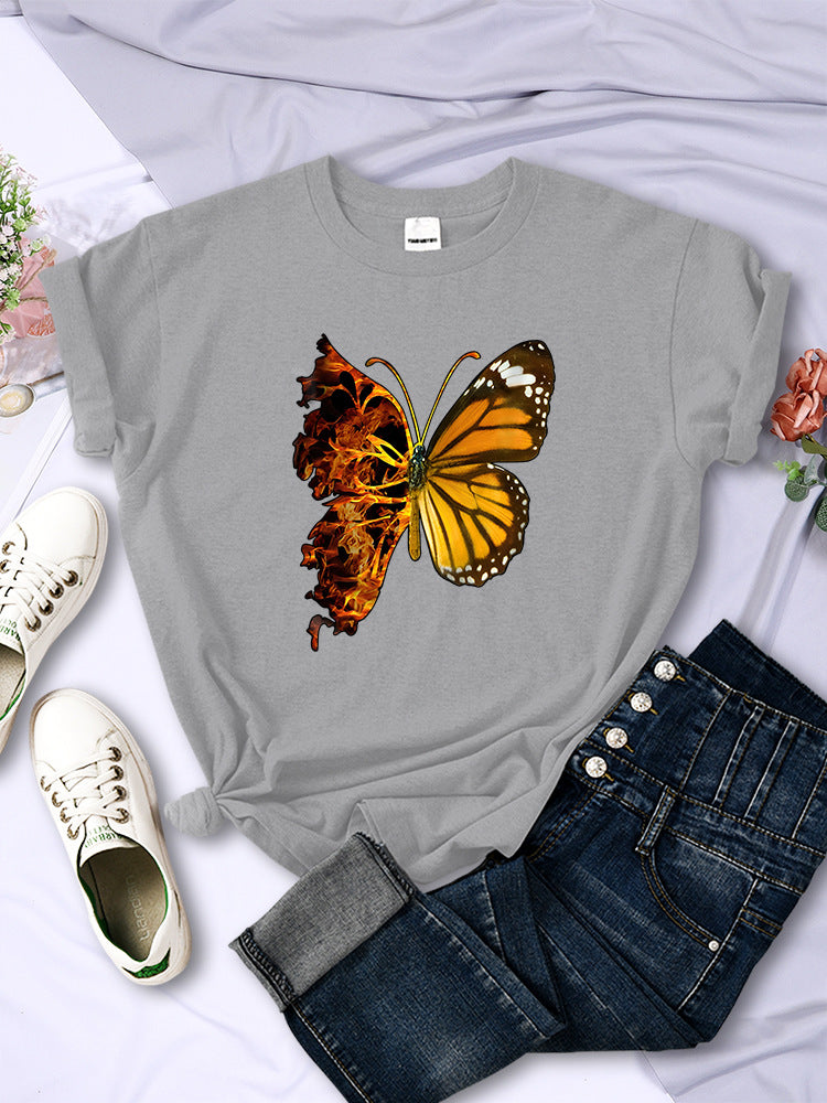 Butterfly Wings Pattern Fashion Short Sleeve Women