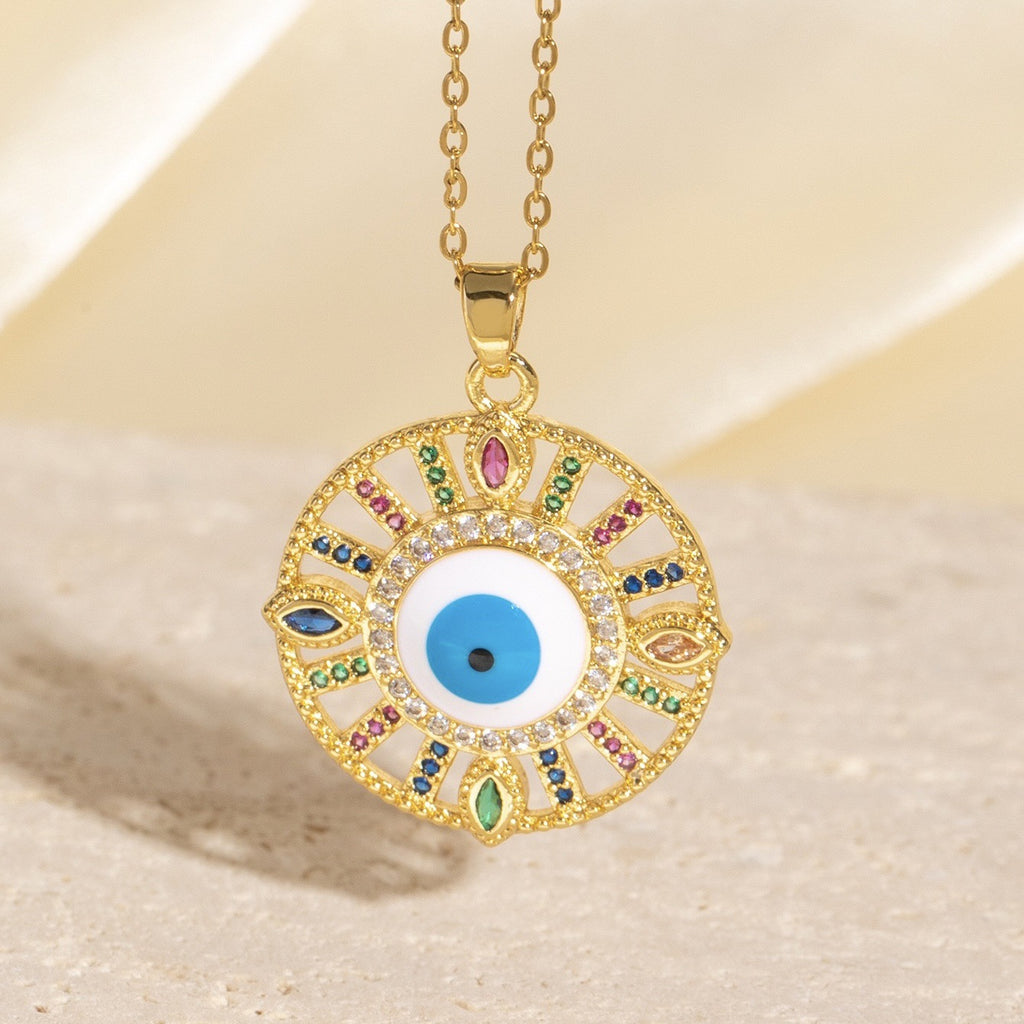 Stylish Dripping Zircon Eye Pendant New Niche Collarbone Chain