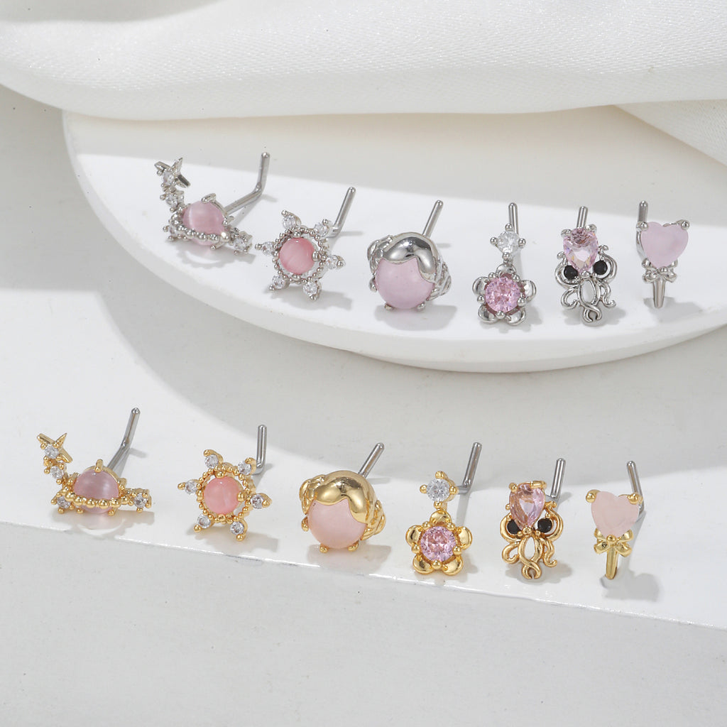 European And American Fashion Minimalist Animal L-bar Stainless Steel Nose Stud
