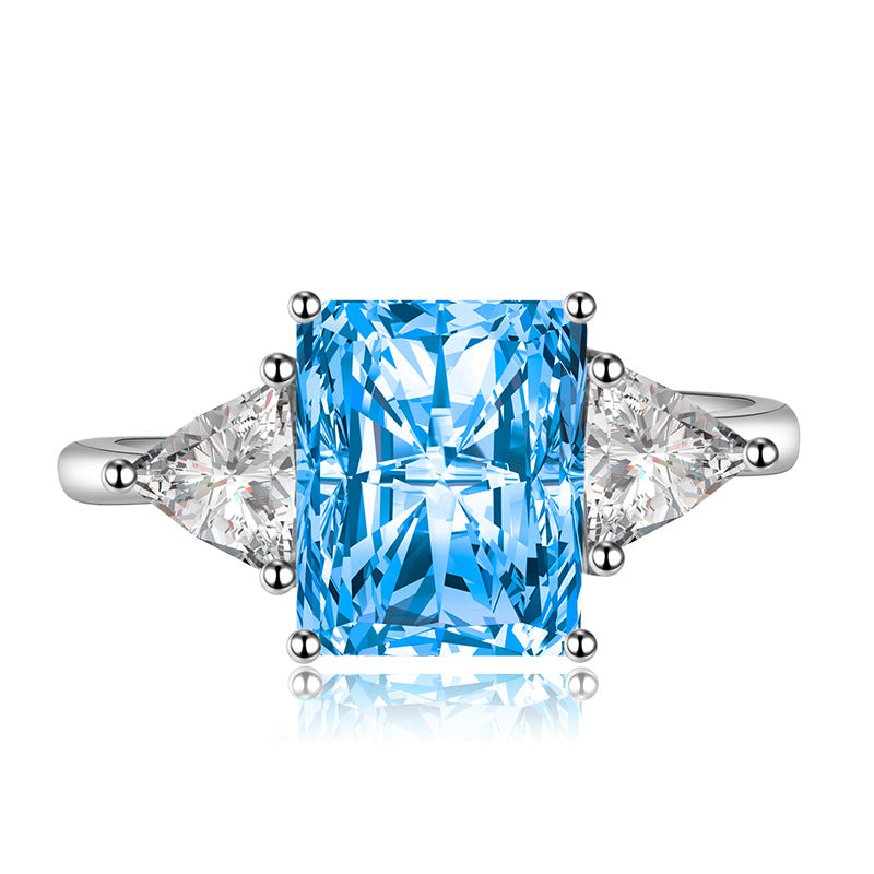 New Geometric Triangle Open-End Jewelry Square Diamond Ring For Women