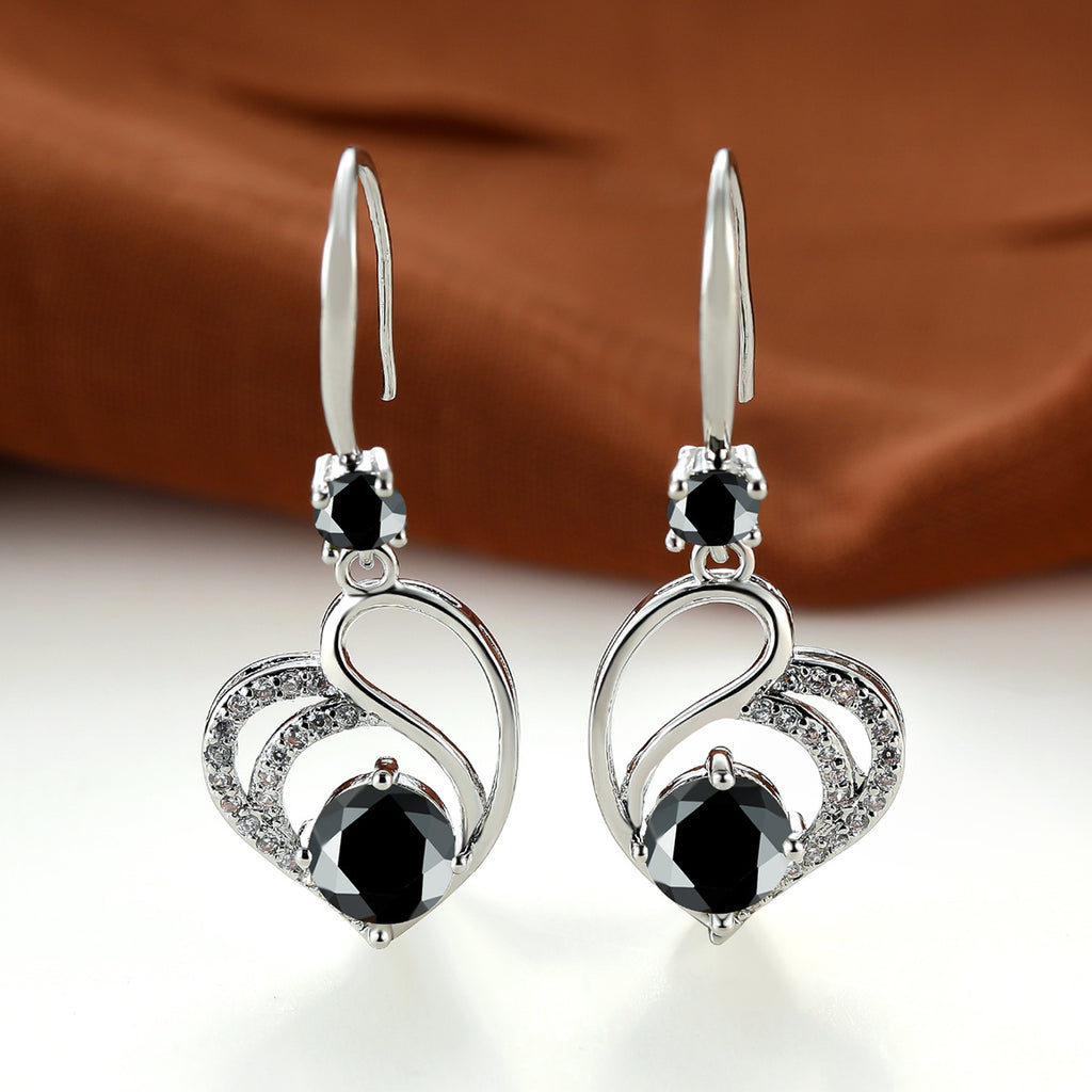 Womens Korean-style Delicate Heart-shaped Midi Earrings