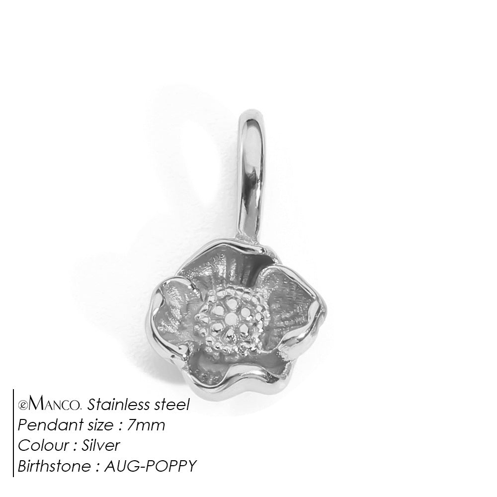 DIY 3D Stainless Steel Vacuum-Plated Flower Pendant For December Birthdays
