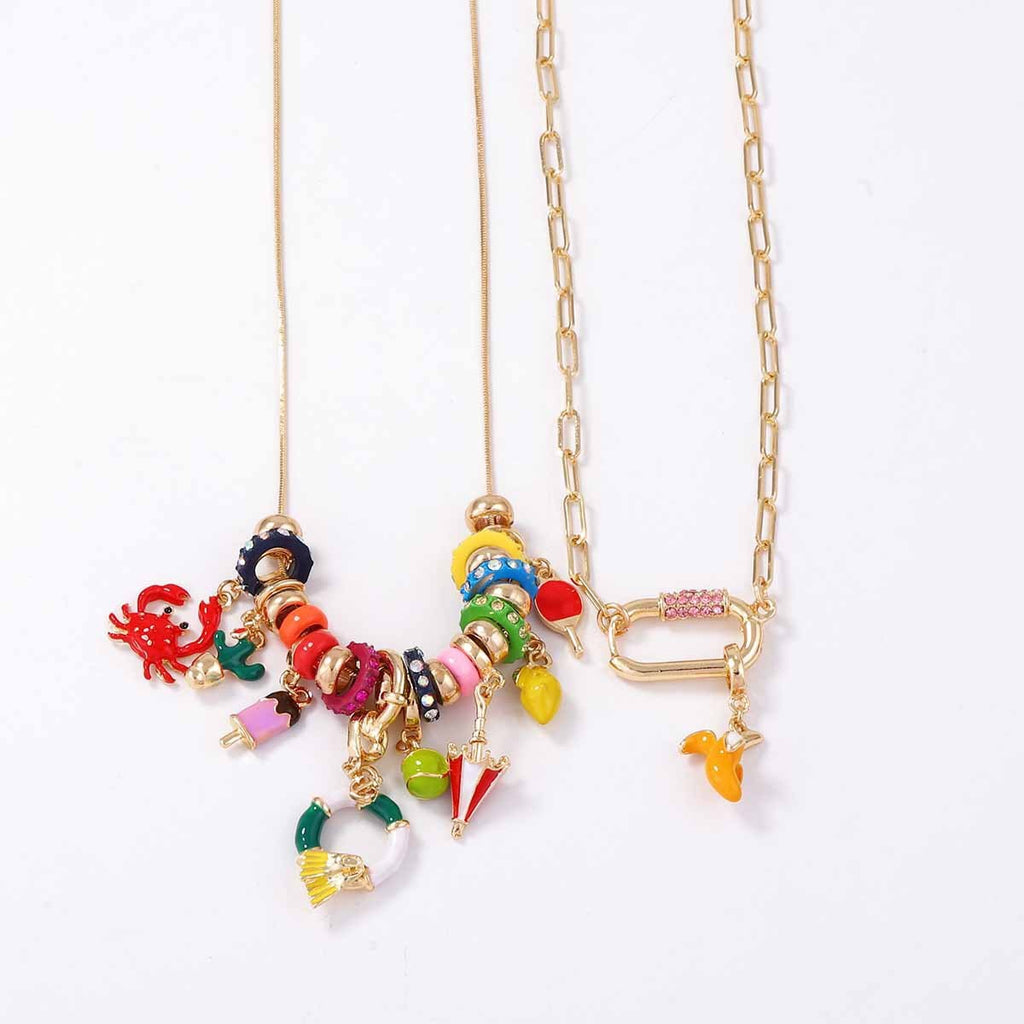 Fresh And Sweet Alloy Multi Element Pendant Double Layer Layered Necklace For Women