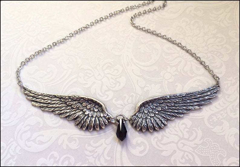 Vintage Angel Wings Feather Choke Necklace