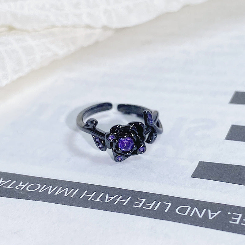Dark-themed Heart-shaped Adjustable Ring