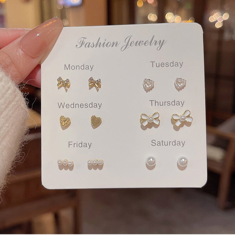 6-piece Set Of High-end And Simple Stud Earrings