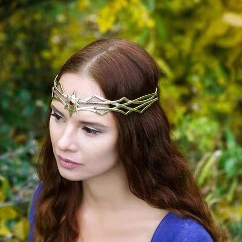Gold Shape Large Round Crown Hair Clasp Diamond