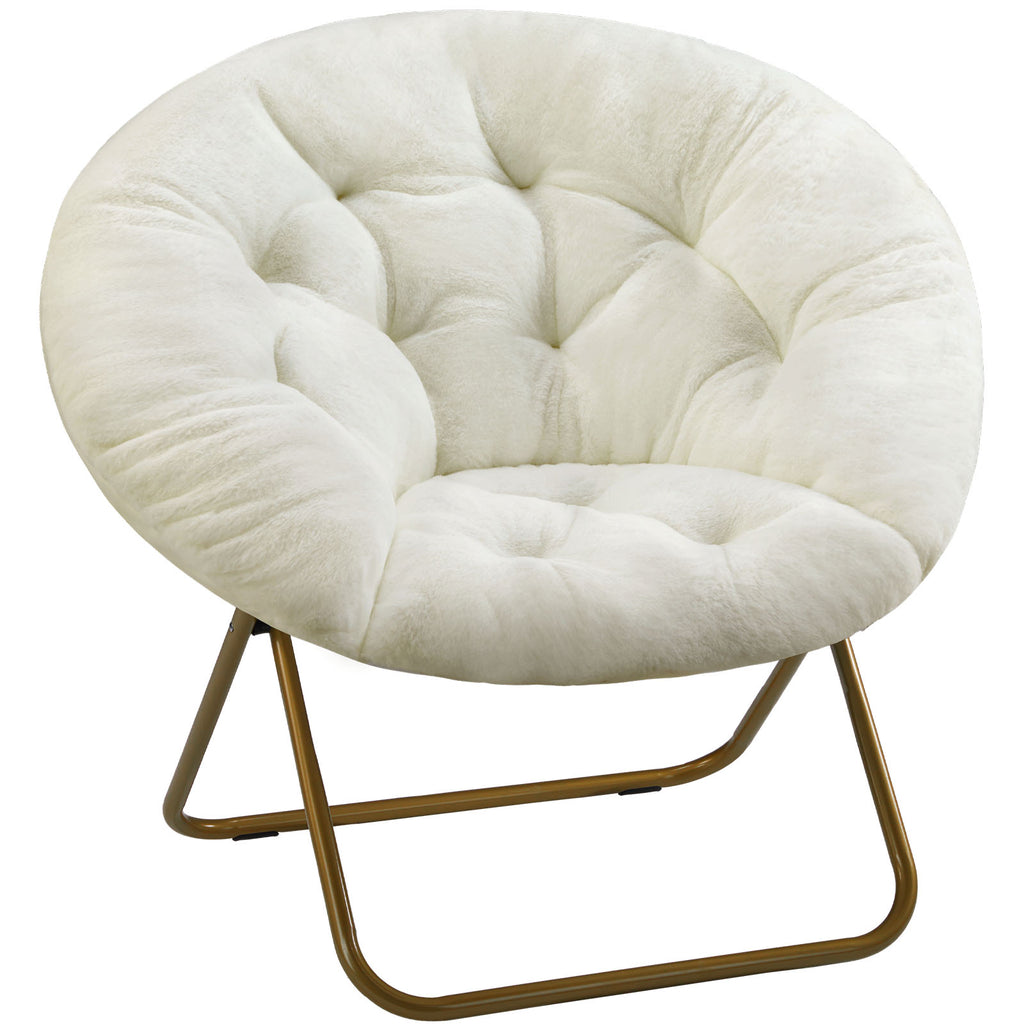 Comfortable Disc Chairs Faux Fur Furniture Bedroom Living Room  Size White