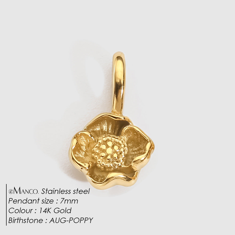 DIY 3D Stainless Steel Vacuum-Plated Flower Pendant For December Birthdays