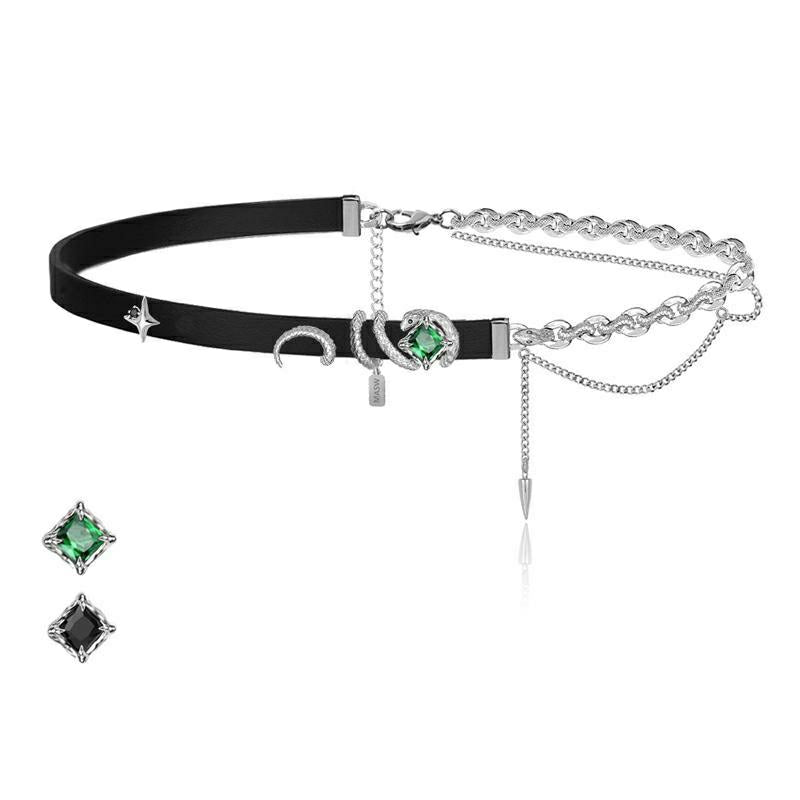 Men's And Women's Fashion Vintage Asymmetric Tassel Snake Wrap Necklace