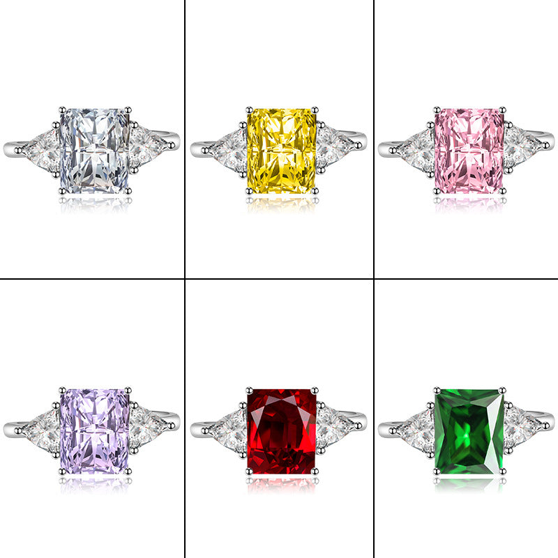 New Geometric Triangle Open-End Jewelry Square Diamond Ring For Women