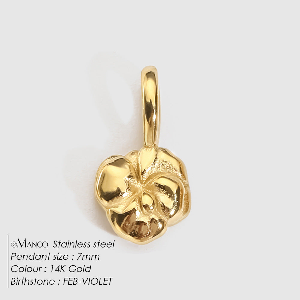 DIY 3D Stainless Steel Vacuum-Plated Flower Pendant For December Birthdays