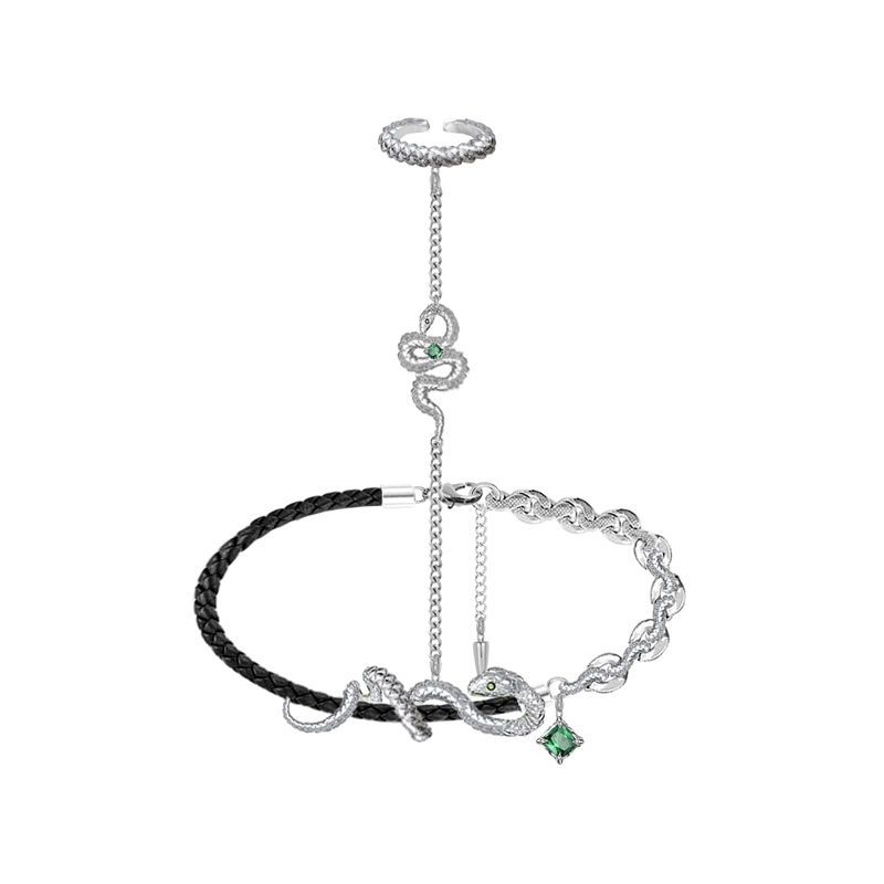 Men's And Women's Fashion Vintage Asymmetric Tassel Snake Wrap Necklace