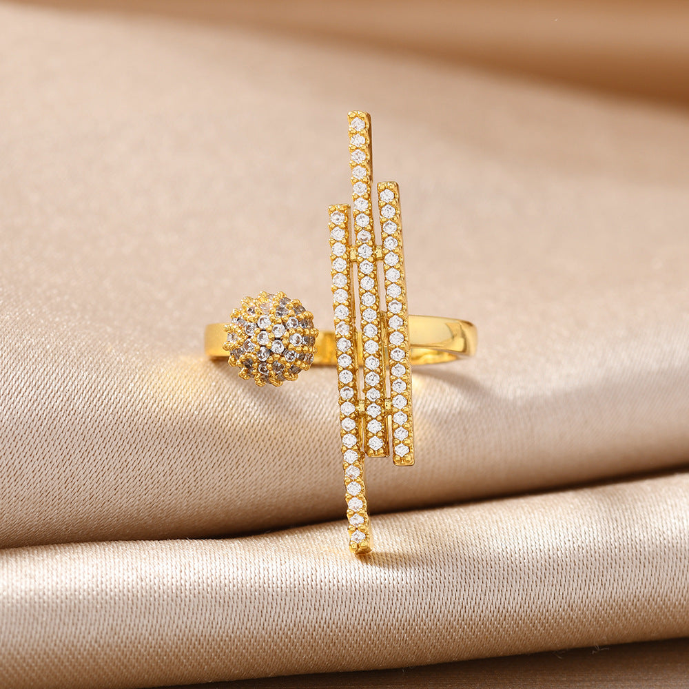 Minimally Designed Zircon Wave Line Versatile Open Ring