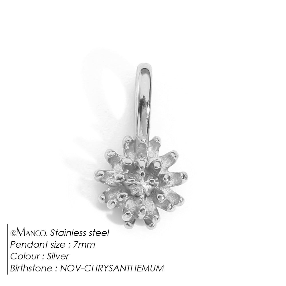 DIY 3D Stainless Steel Vacuum-Plated Flower Pendant For December Birthdays