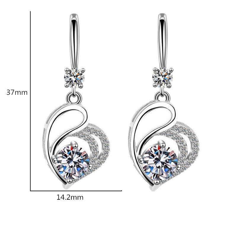 Womens Korean-style Delicate Heart-shaped Midi Earrings